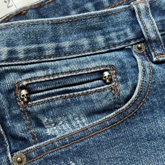 The Kooples Men’s Slim Fit Jeans - Size 31 - Medium Blue Distressed Button Fly - Picture 5 of 10